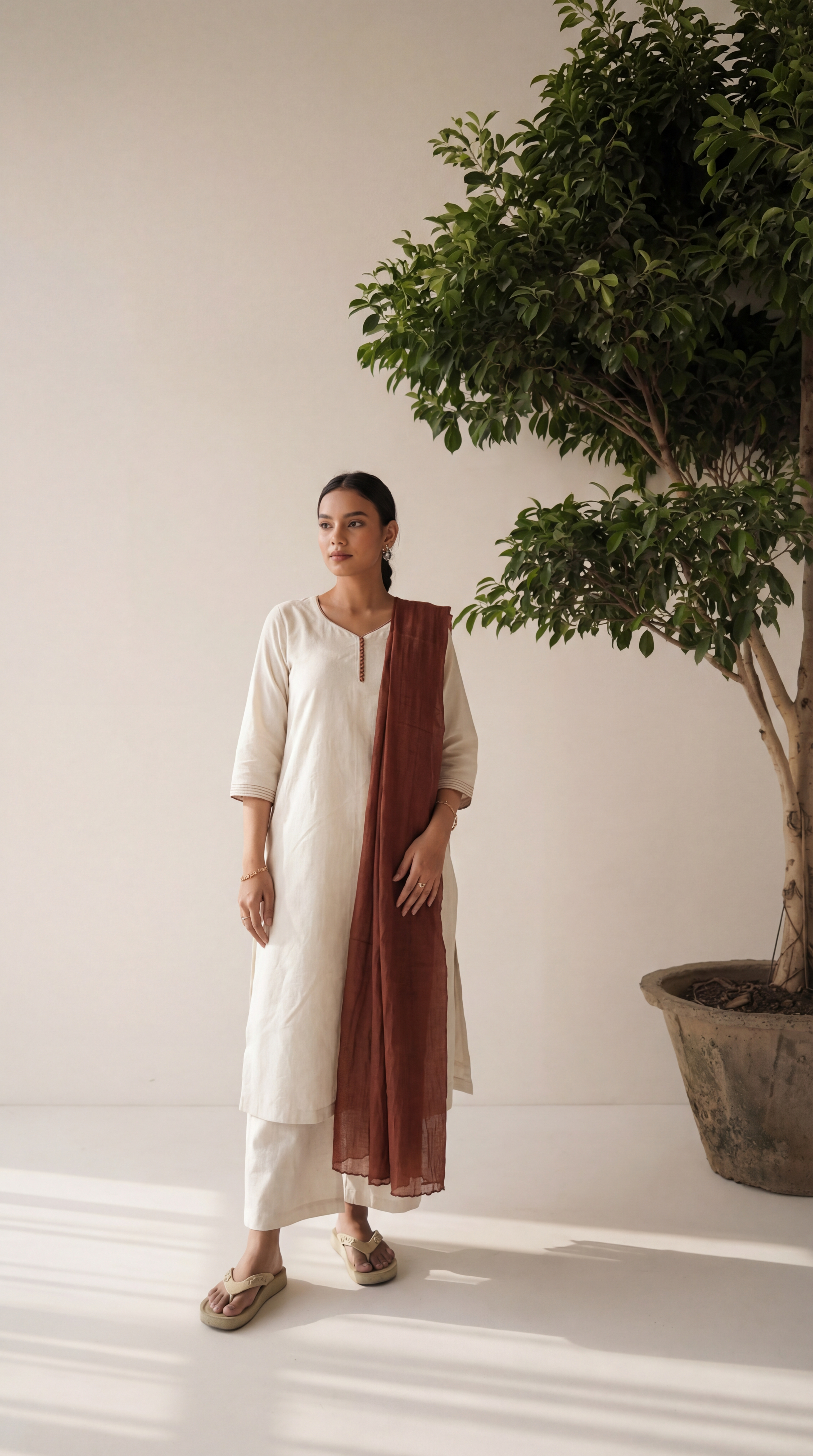 Earthen Grace premium brown evening gown with refined tailoring